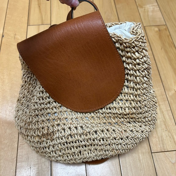 Boston Proper Tan and Cream Woven Backpack - Picture 5 of 10